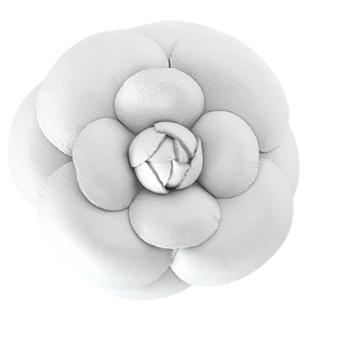 White camellia-shaped leather cushion